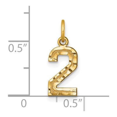 14K Yellow Gold Small Number 2 Charm – view 5