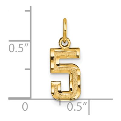 14K Yellow Gold Small Number 5 Charm – view 5