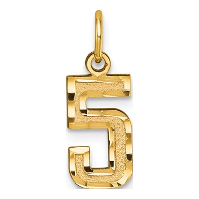 14K Yellow Gold Small Number 5 Charm