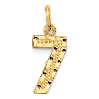 14K Yellow Gold Small Number 7 Charm