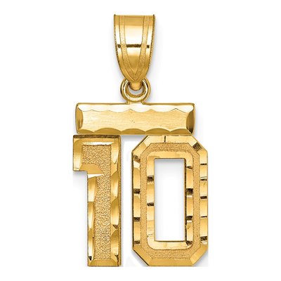14K Yellow Gold Small Number 10 Pendant