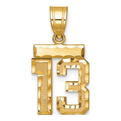 14K Yellow Gold Small Number 13 Pendant