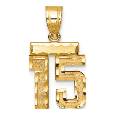 14K Yellow Gold Number 15 Pendant