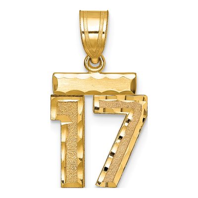 14K Yellow Gold Number 17 Charm