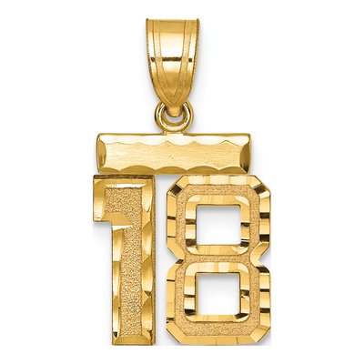 14K Yellow Gold Small Number 18 Charm
