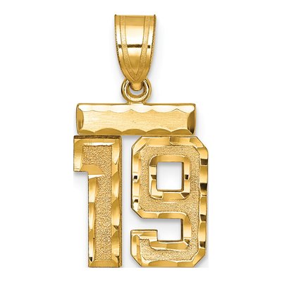 14K Yellow Gold Small Number 19 Pendant