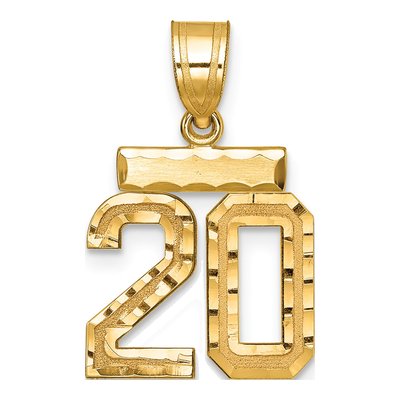 14K Yellow Gold Number 20 Charm