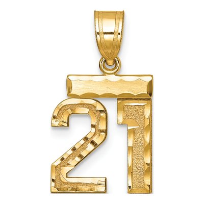 14K Yellow Gold Number 21 Charm