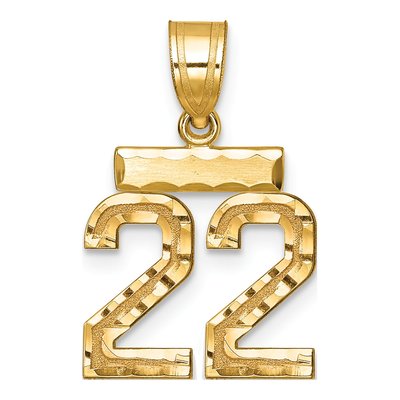 14K Yellow Gold Number 22 Pendant