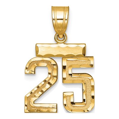 14K Yellow Gold Small Number 25 Charm