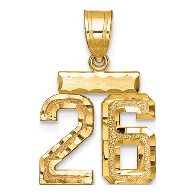 14K Yellow Gold Small Number 26 Charm