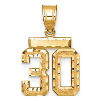 14K Yellow Gold Number 30 Charm
