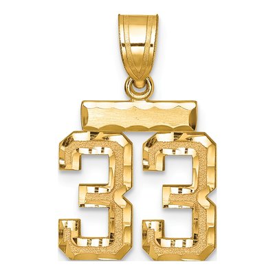 14K Yellow Gold Small Number 33 Pendant