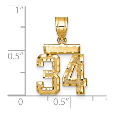 14K Yellow Gold Number 34 Pendant – view 3