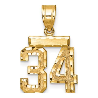 14K Yellow Gold Number 34 Pendant