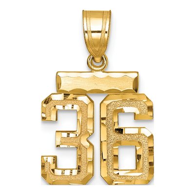 14K Yellow Gold Small Number 36 Pendant
