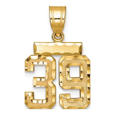 14K Yellow Gold Small Number 39 Charm
