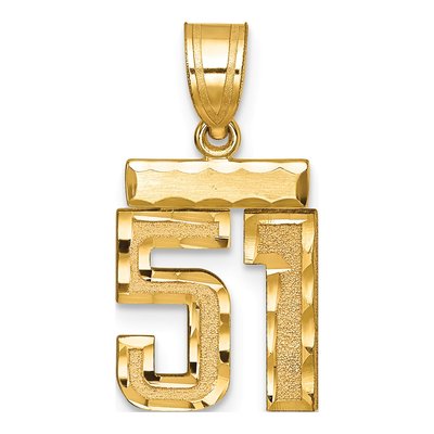 14K Yellow Gold Small Number 51 Charm