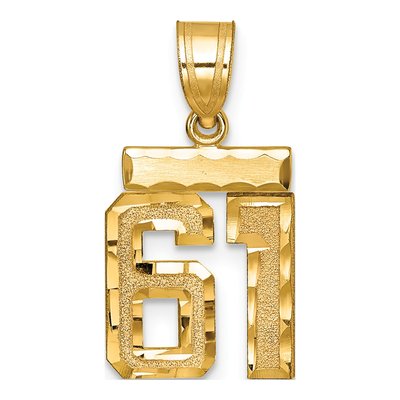 14K Yellow Gold Number 61 Charm