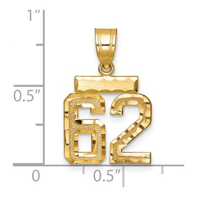 14K Yellow Gold Small Number 62 Charm – view 2