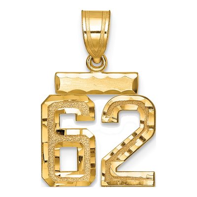 14K Yellow Gold Small Number 62 Charm