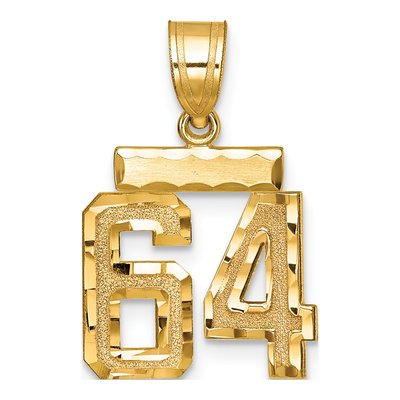 14K Yellow Gold Number 64 Charm