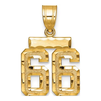 14K Yellow Gold Number 66 Charm