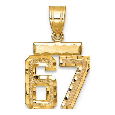 14K Yellow Gold Number 67 Charm