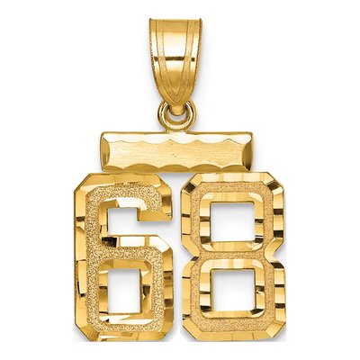 14K Yellow Gold Number 68 Charm