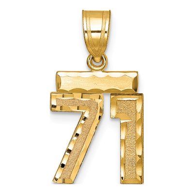 14K Yellow Gold Number 71 Pendant