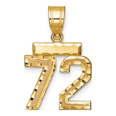 14K Yellow Gold Number 72 Charm