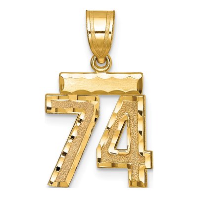 14K Yellow Gold Number 74 Charm