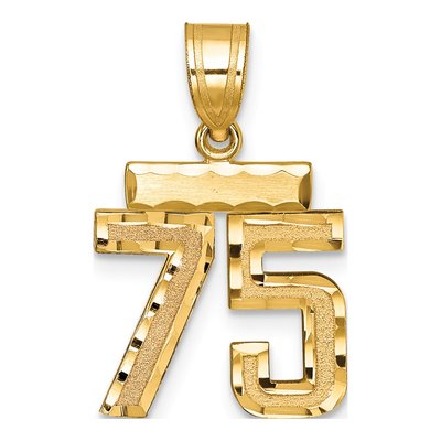 14K Yellow Gold Number 75 Charm