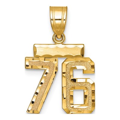 14K Yellow Gold Small Number 76 Pendant