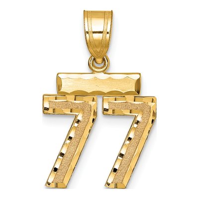 14K Yellow Gold Number 77 Charm