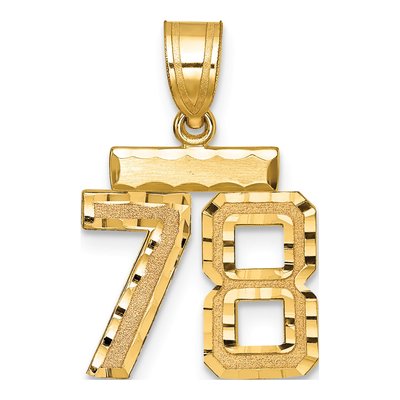 14K Yellow Gold Number 78 Charm