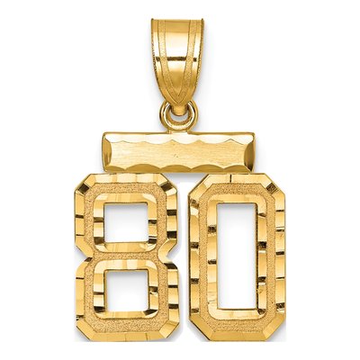 14K Yellow Gold Small Number 80 Charm