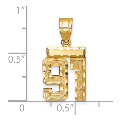 14K Yellow Gold Number 91 Charm – view 2