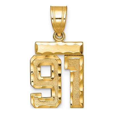 14K Yellow Gold Number 91 Charm