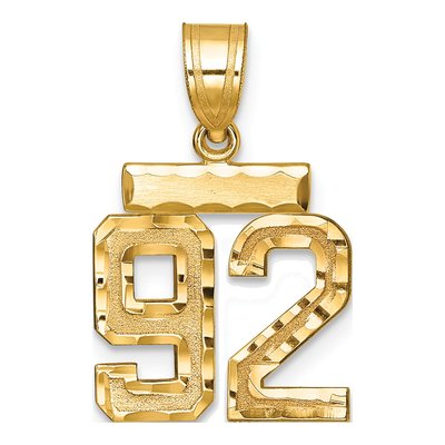14K Yellow Gold Number 92 Charm