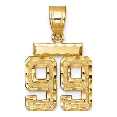 14K Yellow Gold Small Number 99 Charm
