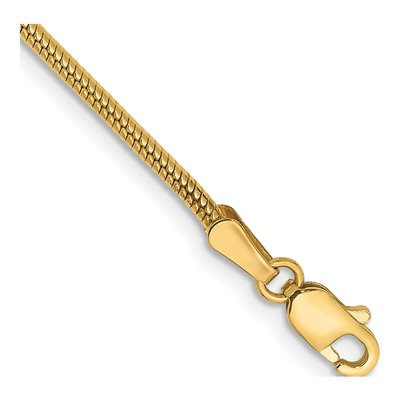 14K Yellow Gold 1.6mm Round Snake Chain Bracelet