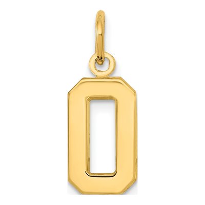 14K Yellow Gold Small Number 0 Charm