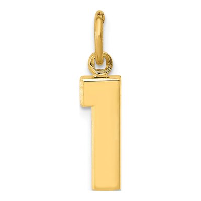 14K Yellow Gold Small Number 1 Charm