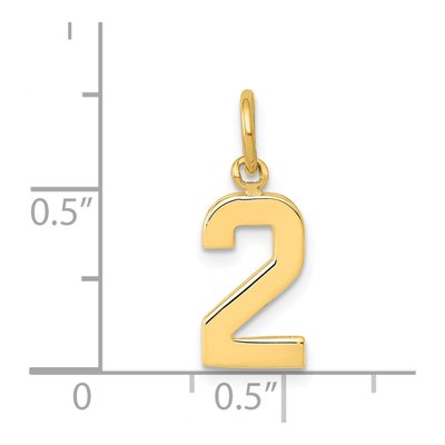 14K Yellow Gold Small Number 2 Charm – view 5