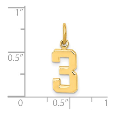 14K Yellow Gold Small Number 3 Charm – view 5