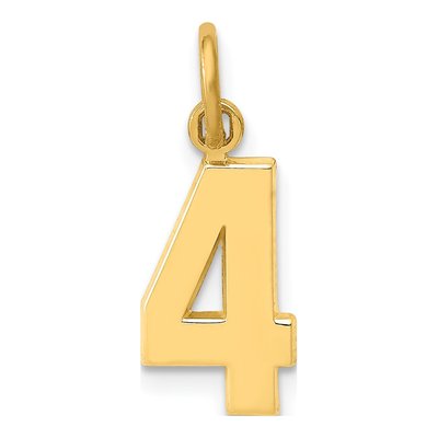 14K Yellow Gold Small Number 4 Charm