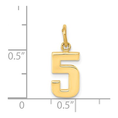 14K Yellow Gold Small Number 5 Charm – view 5