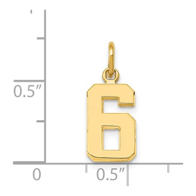 14K Yellow Gold Small Number 6 Charm – view 4