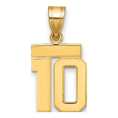 14K Yellow Gold Number 10 Pendant
